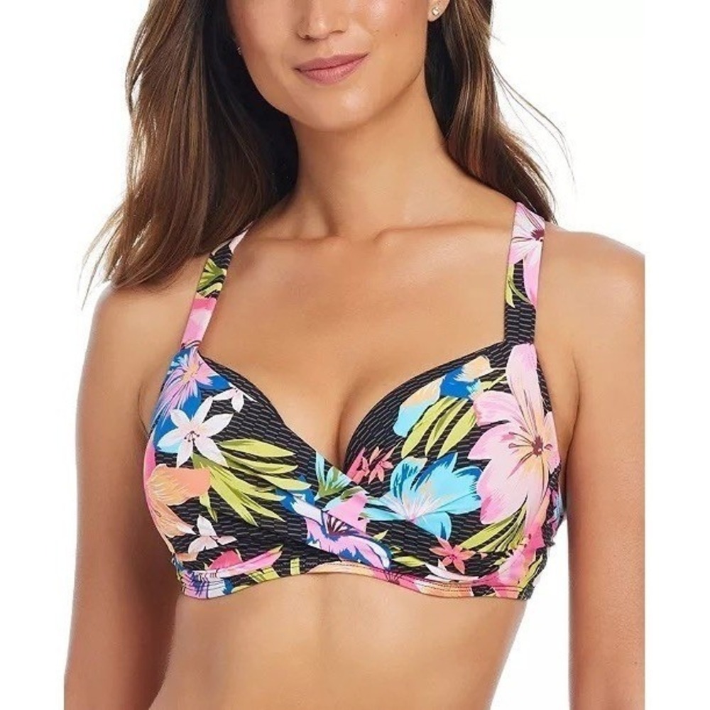 NWT Bleu Rod Beattie Bikini Top Womens Multi Floral Underwire 38DD $89